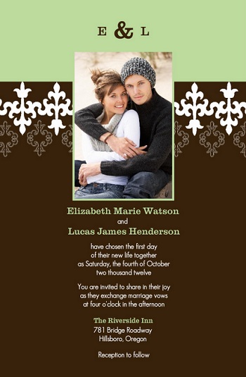 Mint and Brown Wedding Invitation