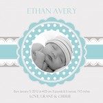 Blue Doily Boy Birth Announcement