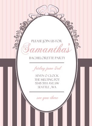 Chocolate and Pink Vintage Bachelorette Party Invitation Chocolate and Pink Vintage Bachelorette Party Invitation