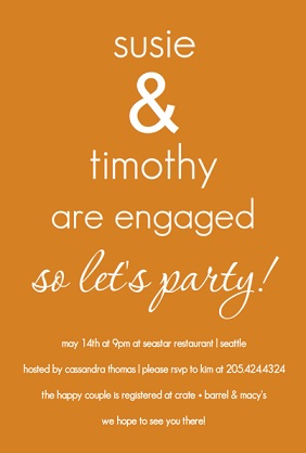 Faded Orange Engagement Party Invitation