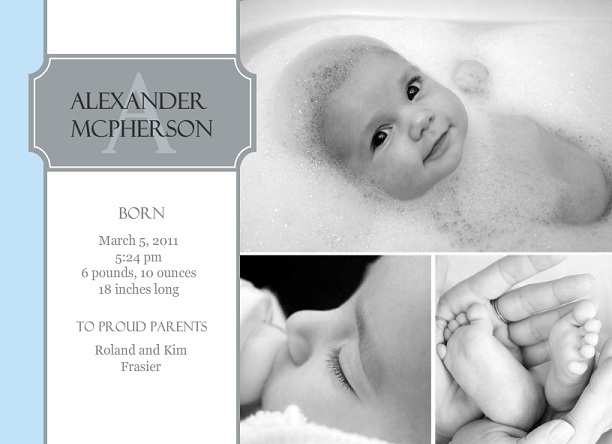 Grey Nameplate Photo Baby Announcement