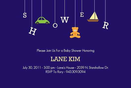 Navy Blue Mobile Baby Shower Invitation