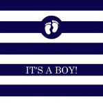 Navy Striped Boy Baby Announcement