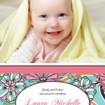 Pink Floral Baby Announcement
