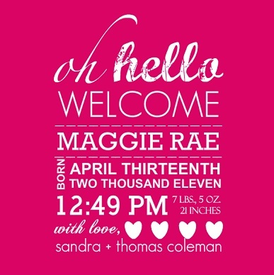Pink Baby Girl Birth Announcement