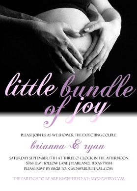 White and Pink Photo Couples Baby Shower Invitation
