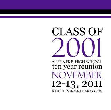 Purple and Black Classic Reunion Invitation Purple and Black Classic Reunion Invitation
