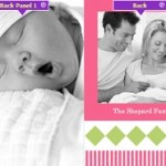 Diamond Pink and Green Photo Girl Baby Announcement