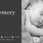 Gray with Hearts Photo Boy Baby Announcement