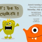 Blue Monster Halloween Birthday Party Invitation