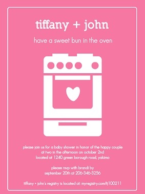 Pink Bun In The Over Baby Shower Invitation Pink Bun In The Over Baby Shower Invitation