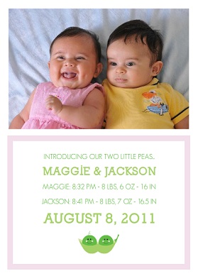 Two Little Peas Twins Announcement