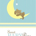 Bear On Moon Baby Blue Baby Shower Invite Bear On Moon Baby Blue Baby Shower Invite