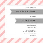 Pink Diagonal Stripes With Gray Ribbon Bridal Shower Invite Pink Diagonal Stripes With Gray Ribbon Bridal Shower Invite