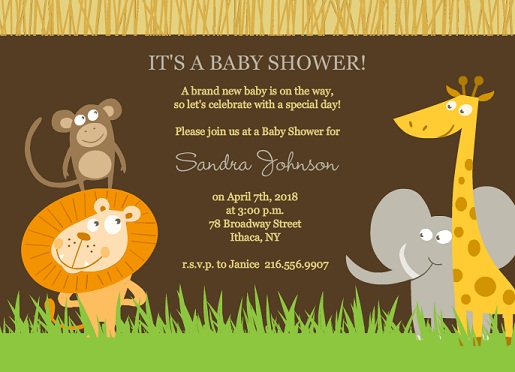 Safari Animals (Set) Baby Shower Invite Safari Animals (Set) Baby Shower Invite