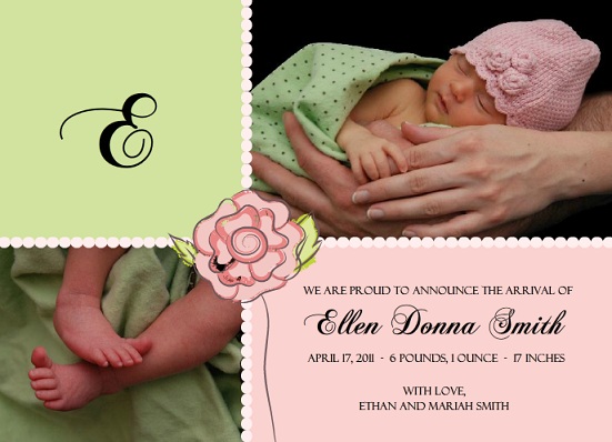 Baby Rose Girl Baby Announcement
