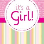 Circle And Stripes Baby Girl Shower Invite