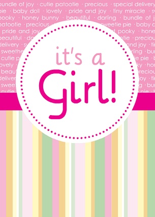 Circle And Stripes Baby Girl Shower Invite