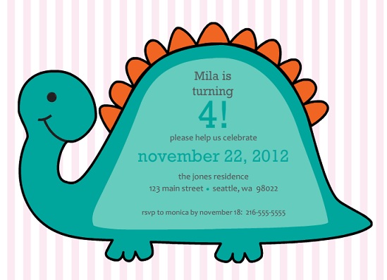 Dino Girls  Birthday Party Invite