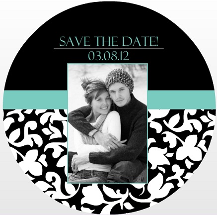 Elegant Black White And Aqua (Set) Save The Date Announcement Elegant Black White And Aqua (Set) Save The Date Announcement