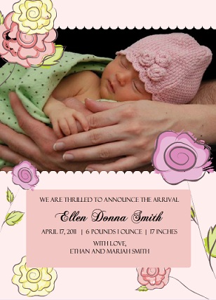 Roses Girl Birth Announcement
