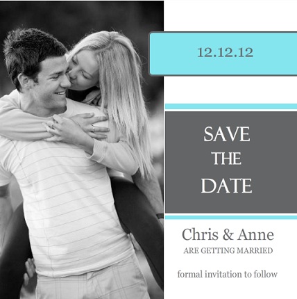 Square Blue And Grey Save The Date