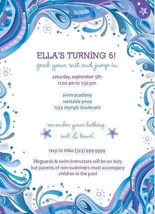 Swirly Swim Party Invitation
