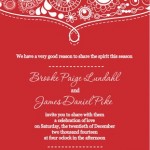 White And Red Flourish Holiday Wedding Invite