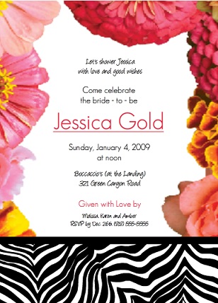 Zebra Party Girls Birthday Invitation