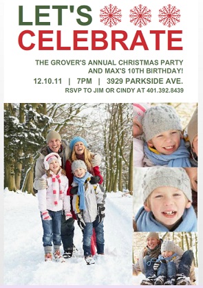 Dual Celebration Holiday Birthday Invitation Dual Celebration Holiday Birthday Invitation