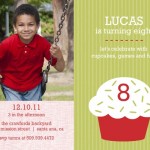 Green And Red Cupcake Holiday Birthday Invitation Green And Red Cupcake Holiday Birthday Invitation
