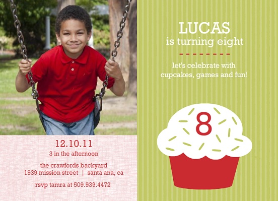 Green And Red Cupcake Holiday Birthday Invitation Green And Red Cupcake Holiday Birthday Invitation