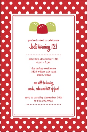 Red And White Dots Holiday Birthday Invitation Red And White Dots Holiday Birthday Invitation