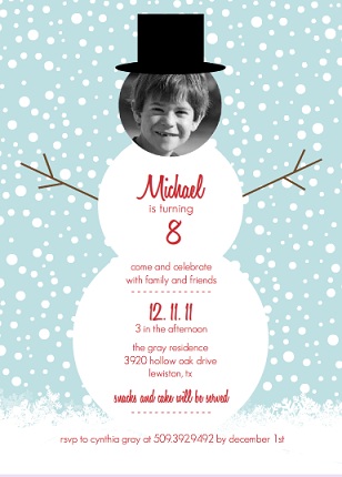 Snowman Party Holiday Birthday Invitation Snowman Party Holiday Birthday Invitation