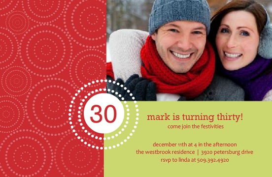 White Circles Holiday Birthday Invitation White Circles Holiday Birthday Invitation