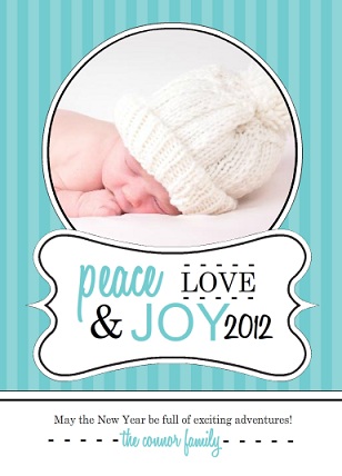 Beautiful Blue Stripes New Years Photo Card