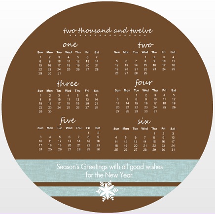 Brown Linen And Blue Snowflake Business Calendar Holiday Card Brown Linen And Blue Snowflake Business Calendar Holiday Card