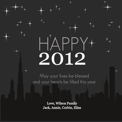 City Skyline New Years Greeting Card