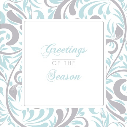 Elegant Silver And Blue Swirls Business Holiday Card Elegant Silver And Blue Swirls Business Holiday Card