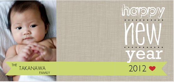 Gray Linen Bold New Years Card Gray Linen Bold New Years Card