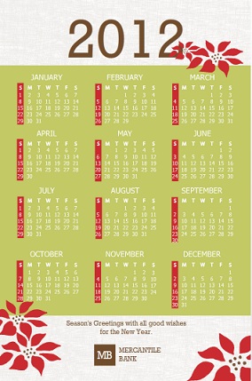 Green And Red Poinsettia Business Calendar Holiday Card Green And Red Poinsettia Business Calendar Holiday Card