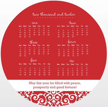 Radiant Red Floral Calendar New Years Card Radiant Red Floral Calendar New Years Card