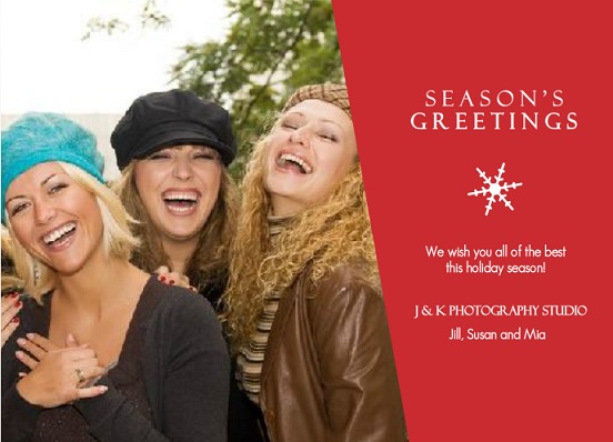 Red Seasons Greetings Business Holiday Photo Card Red Seasons Greetings Business Holiday Photo Card