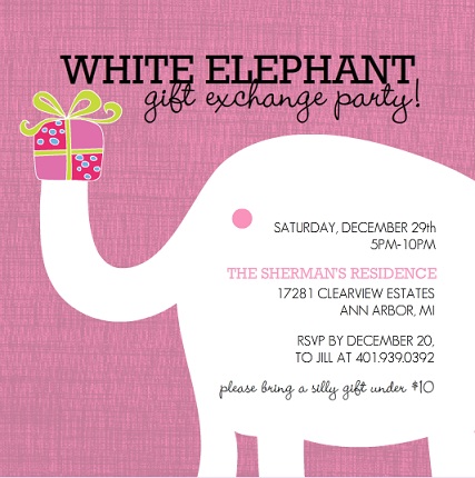White Elephant Holiday Party Invitation White Elephant Holiday Party Invitation