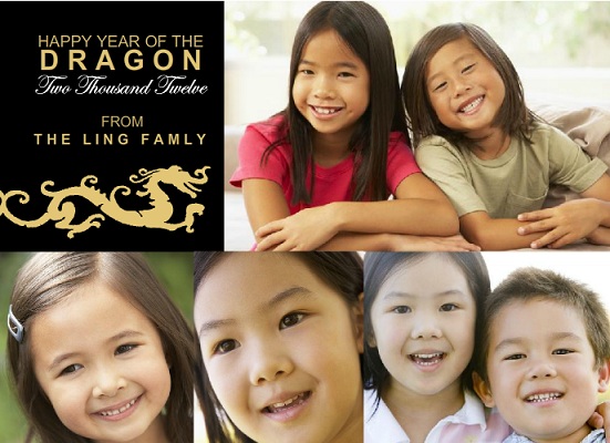 Black And Gold Dragon Photo Chinese New Years Card
