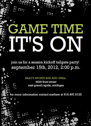 Black Tailgate Party Football Invitation