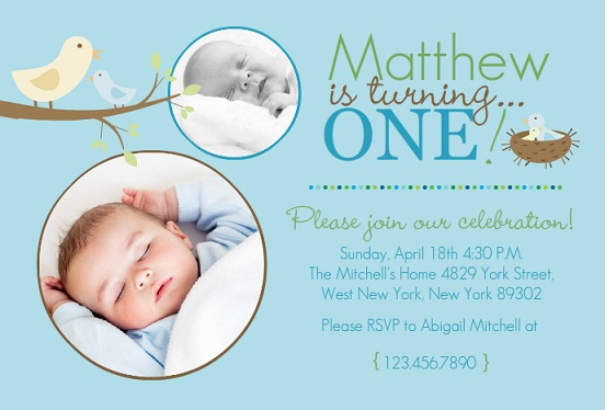 Bright Blue First Birthday Invitation Bright Blue First Birthday Invitation