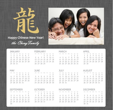 Three Photo Chinese New Years Calendar