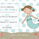 Blue Mermaid And Dots Kids Party Invitation Blue Mermaid And Dots Kids Party Invitation