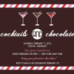 Cocktails And Chocolate Martini And Stripes Valentines Day Party Invitation Cocktails And Chocolate Martini And Stripes Valentines Day Party Invitation